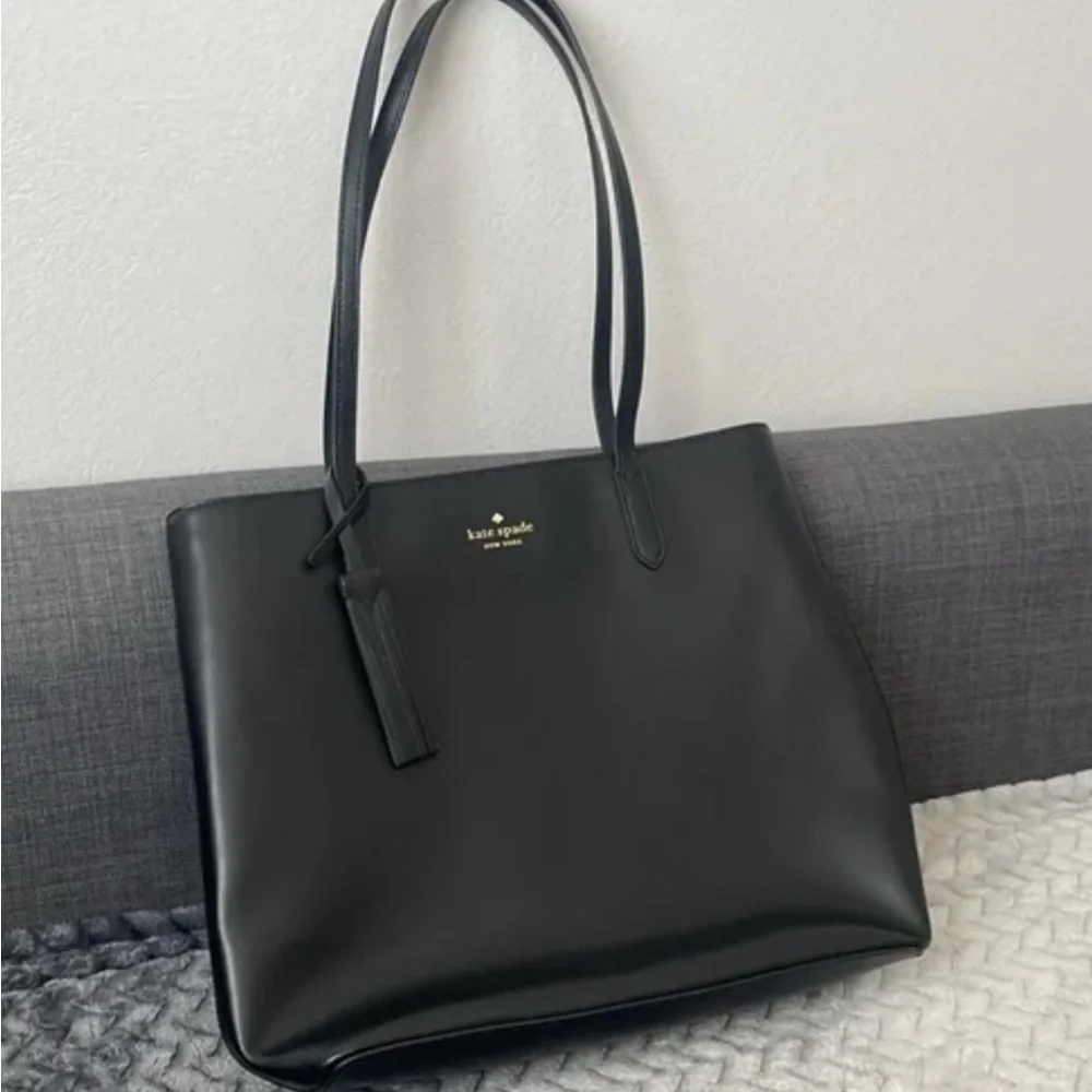 Kate Spade Black Structured Tote with Long Straps - Picture 2 of 3